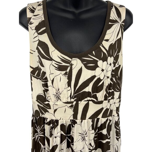 Tommy Bahama Women Floral Sleeveless Dress Medium 8 10 Silk Brown Beige VGUC - Picture 2 of 11